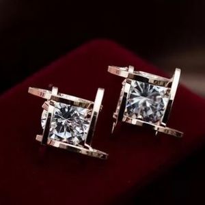 Trendy Sparkly Diamond Earrings w/Gold Swirls